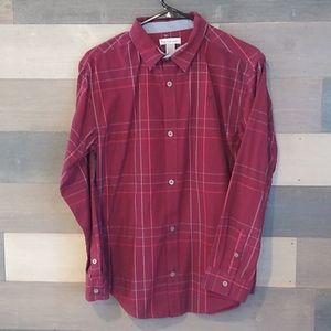 Calvin Klein Dress Button Down Shirt. Boys XL (18-20) Maroon/Red/Gray